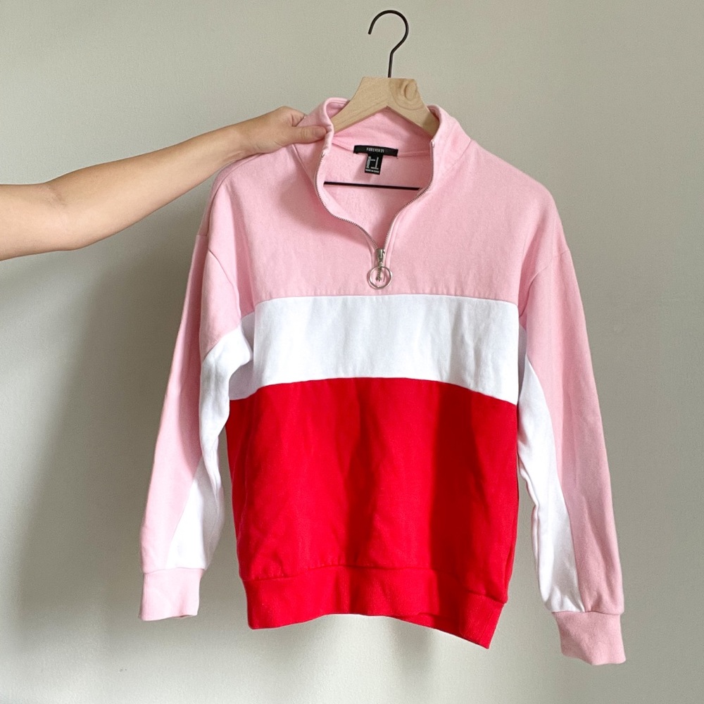 Forever 21 Color Block Quarter Zip